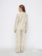 Strawberry Graphic Floral Oversized Top & Mid Rise Wide Leg Trousers Loungewear Set