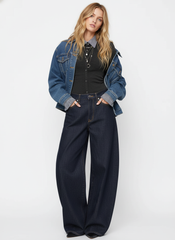 Cotton Plaid Polo Collar Ruched Two Tone Top