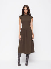 Jersey High Neck Tie Back Midi Dress