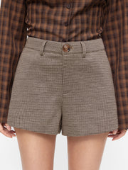 Jacquard Houndstooth Button Low Rise Shorts
