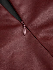 Faux Leather Mid Rise Belted A-line Mini Skort