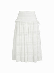 Lace Mid Rise Bowknot Maxi Skirt