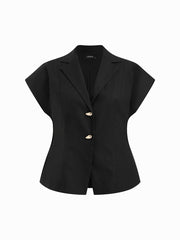 Linen-blend V-neck Dolman Sleeve Blazer Vest Curve & Plus