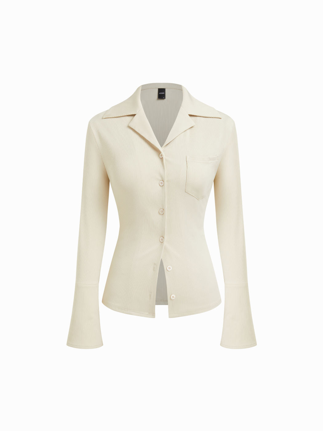 Solid Collar Bell Sleeve Top