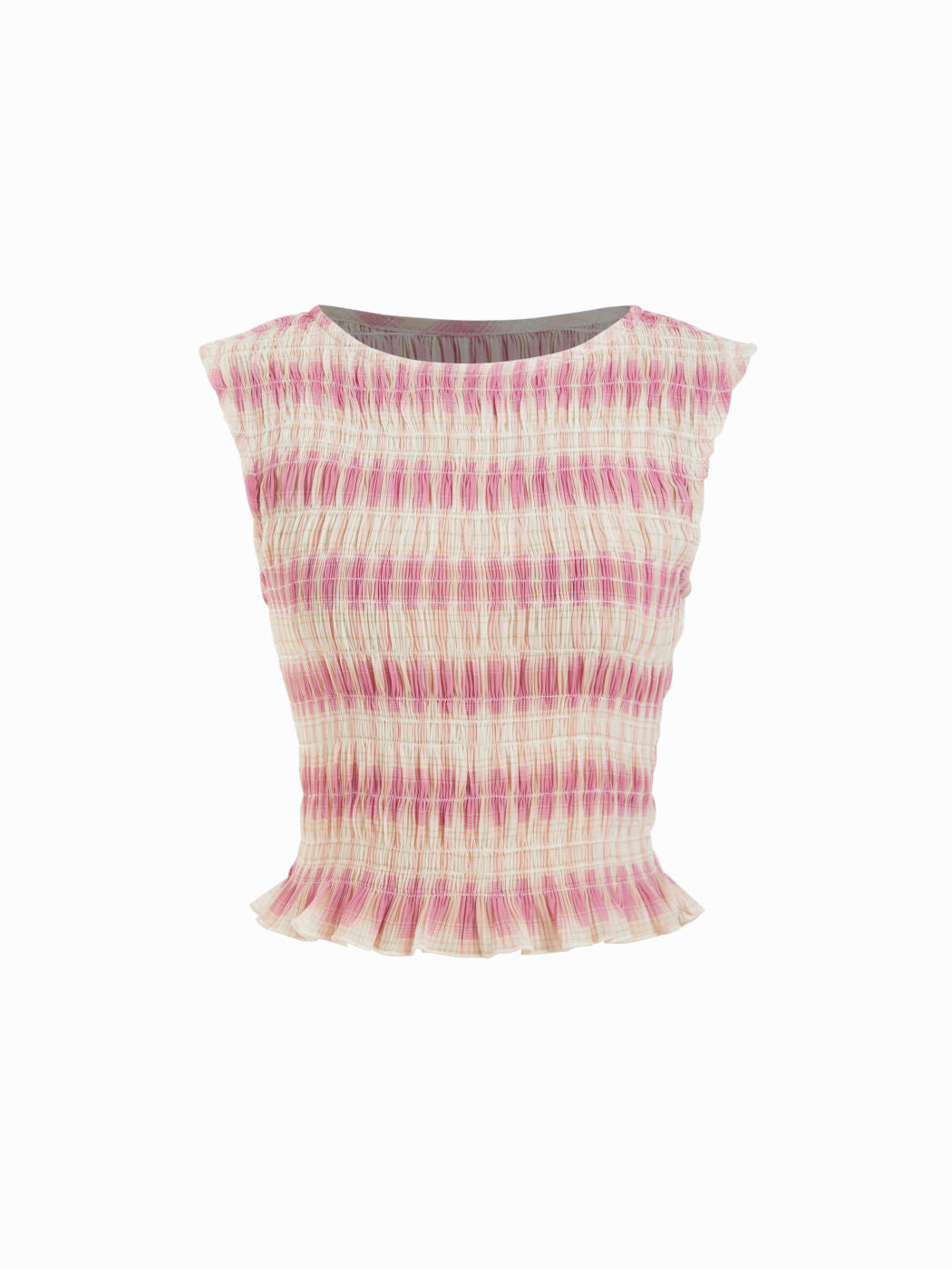 Pink & Cream Stripe Ruched Crop Top
