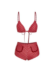 Polka Dot Triangle Shorts Bikini Set
