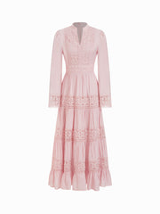 Sweetheart Floral Lace Bell Sleeve Flared Maxi Dress
