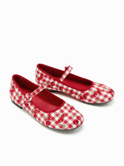 CHERRY EMBROIDERED MARY JANE FLATS