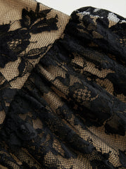 Floral Lace Halter Neckline Ruffled Flared Mini Dress
