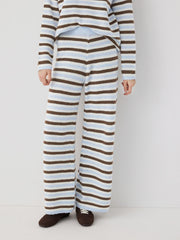 Knit Striped Low Rise Wide Leg Trousers