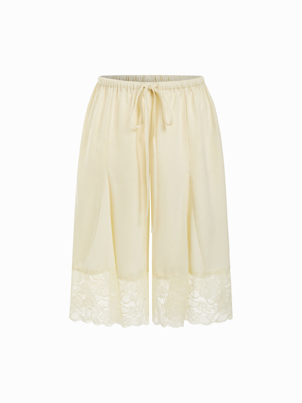 Low Rise Lace Panel Drawstring Bermuda Shorts