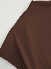 Round Neckline Split Straight Maxi Dress With Belt