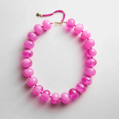 Joan Semi-Precious Necklace - Fuchsia Agate Bead