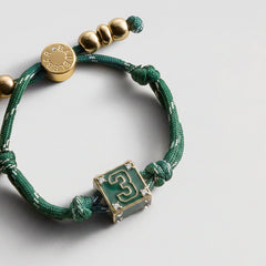 Block Party Varsity Number Custom Bracelet  - Dark Green Single Digit