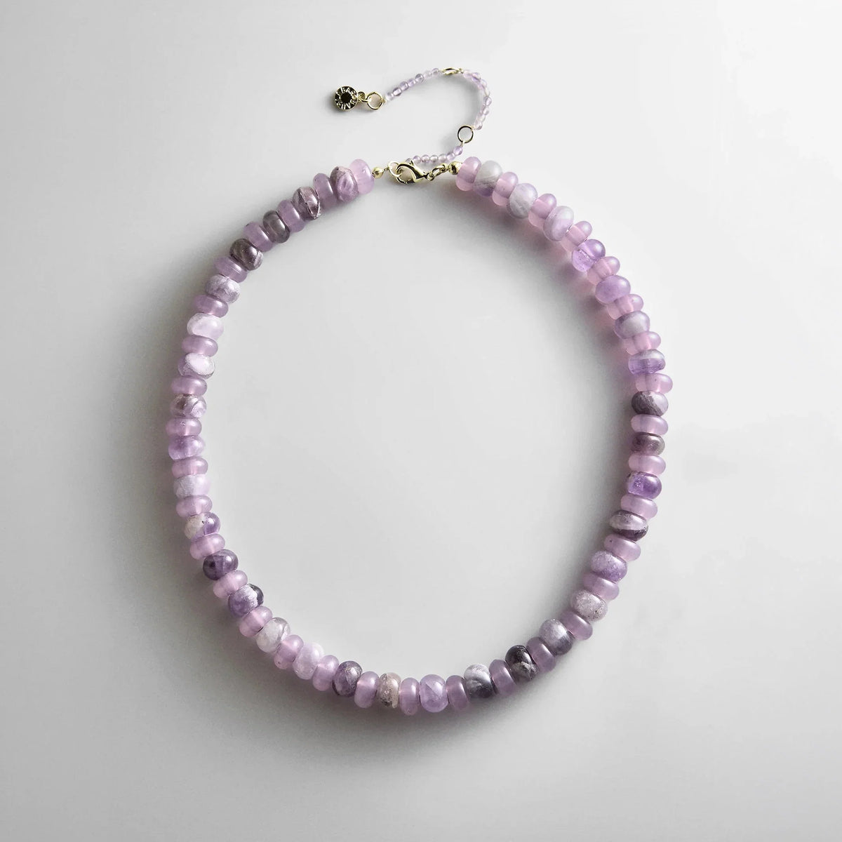 Joyce Semi-Precious Beaded Necklace - Light Amethyst Bead