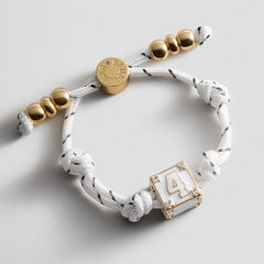 Block Party Varsity Number Custom Bracelet  - White Single Digit