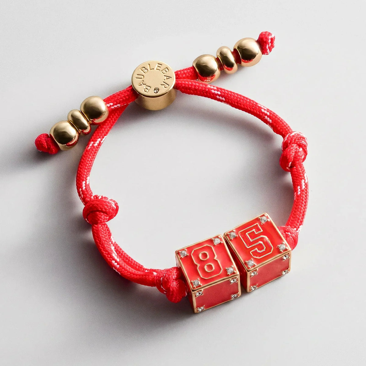 Block Party Varsity Number Custom Bracelet  - Cherry Red Double Digit