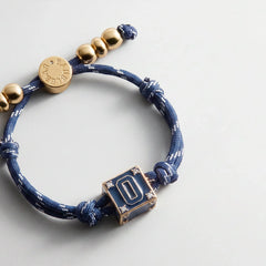 Block Party Varsity Number Custom Bracelet  - Navy Single Digit