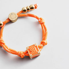 Block Party Varsity Number Custom Bracelet  - Tangerine Single Digit