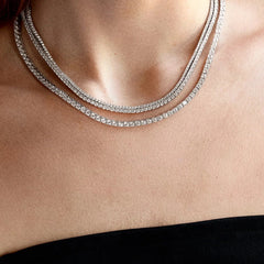 Billie Silver Tennis Necklace - Rhodium Plated Silver