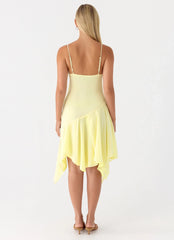 Aysha Beaded Flower Midi Dress - Yellow