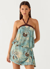 Switch Up Halter Mini Dress - Aqua Blur