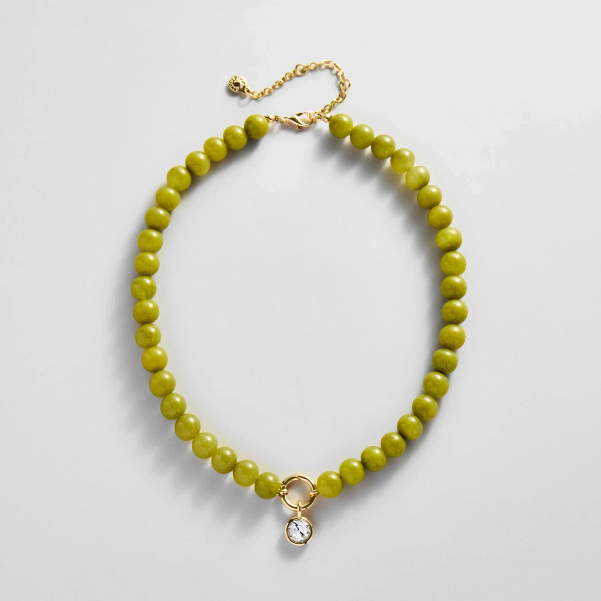 Janette Beaded Ring Necklace - Olive