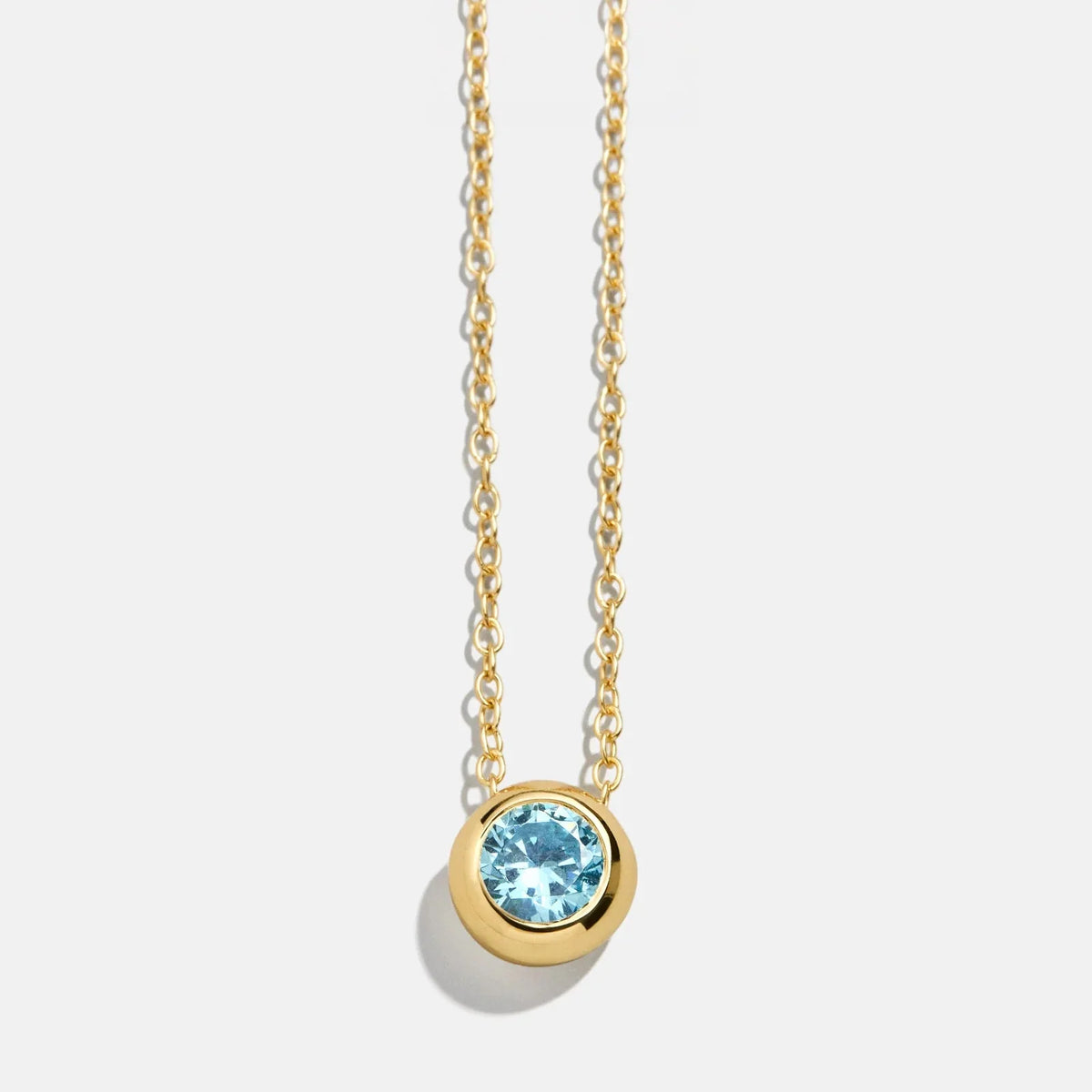 14K Gold Birthstone Pendant Necklace - Aquamarine