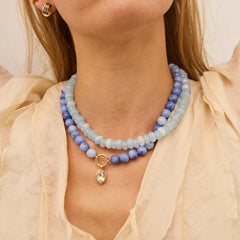 Janette Beaded Ring Necklace - Sodalite