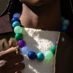 Jane Beaded Necklace - Blue/Purple Multi Bead