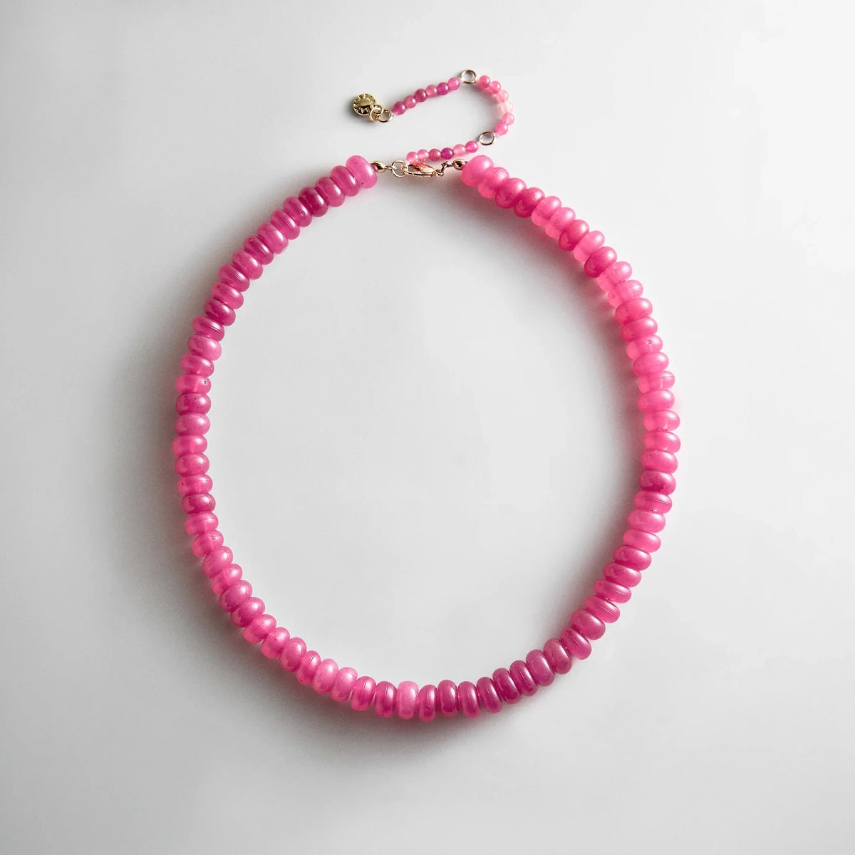 Joyce Semi-Precious Beaded Necklace - Fuchsia Agate Bead