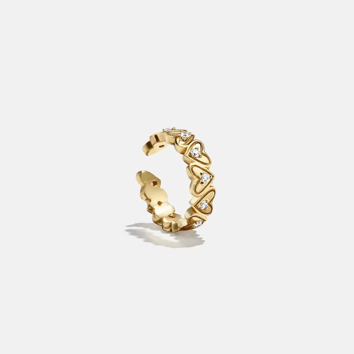 18K Gold Heart Ear Cuff - Heart