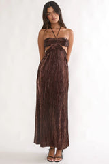 Isle Cut-Out Halter Maxi Dress Gold