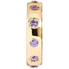 14K Gold Birthstone Charm Beads - Light Amethyst