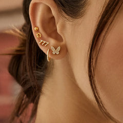 18K Gold Just For Fun Earrings - Pavé Butterfly