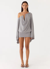 Kyrah Long Sleeve Mini Dress Grey
