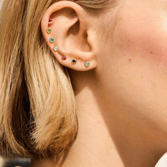 14K Gold Birthstone Stud Earrings - Aquamarine