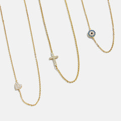 18K Gold Asymmetrical Cross Necklace - Cross