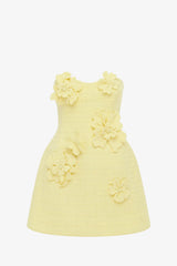 Rosario Tweed Petal Bustier Mini Dress - Sorbet Yellow